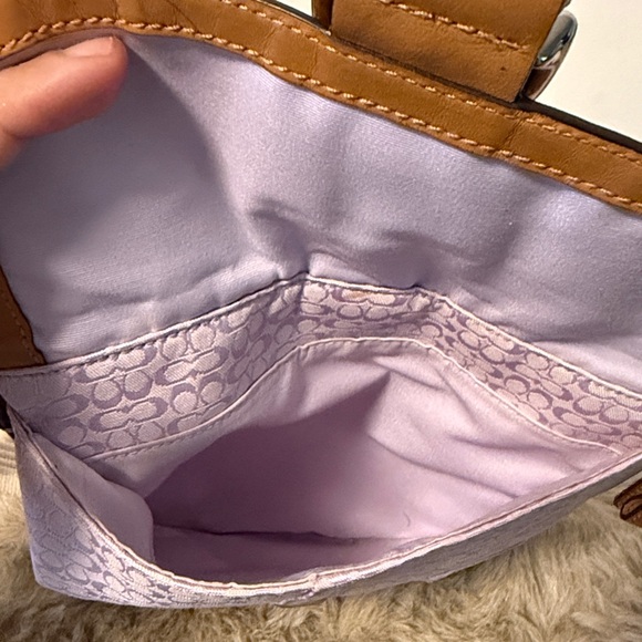 Vintage Coach Lavender Logo Jacquard Canvas Soho Swing Crossbody Bag - Picture 10 of 14